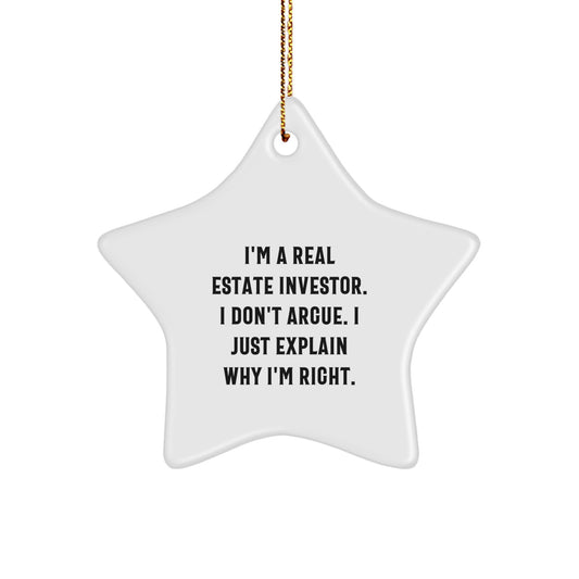 Funny Real Estate Investor Gifts from Friends - Star Ornament for Men, Women, Coworkers, or Family Members with Inspirational Quote - Christmas Unique Gifts - Image 1