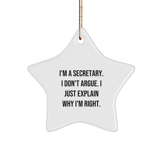 Funny Secretary Star Ornament Gifts from Family Friends for Men Women Coworkers - Image 1