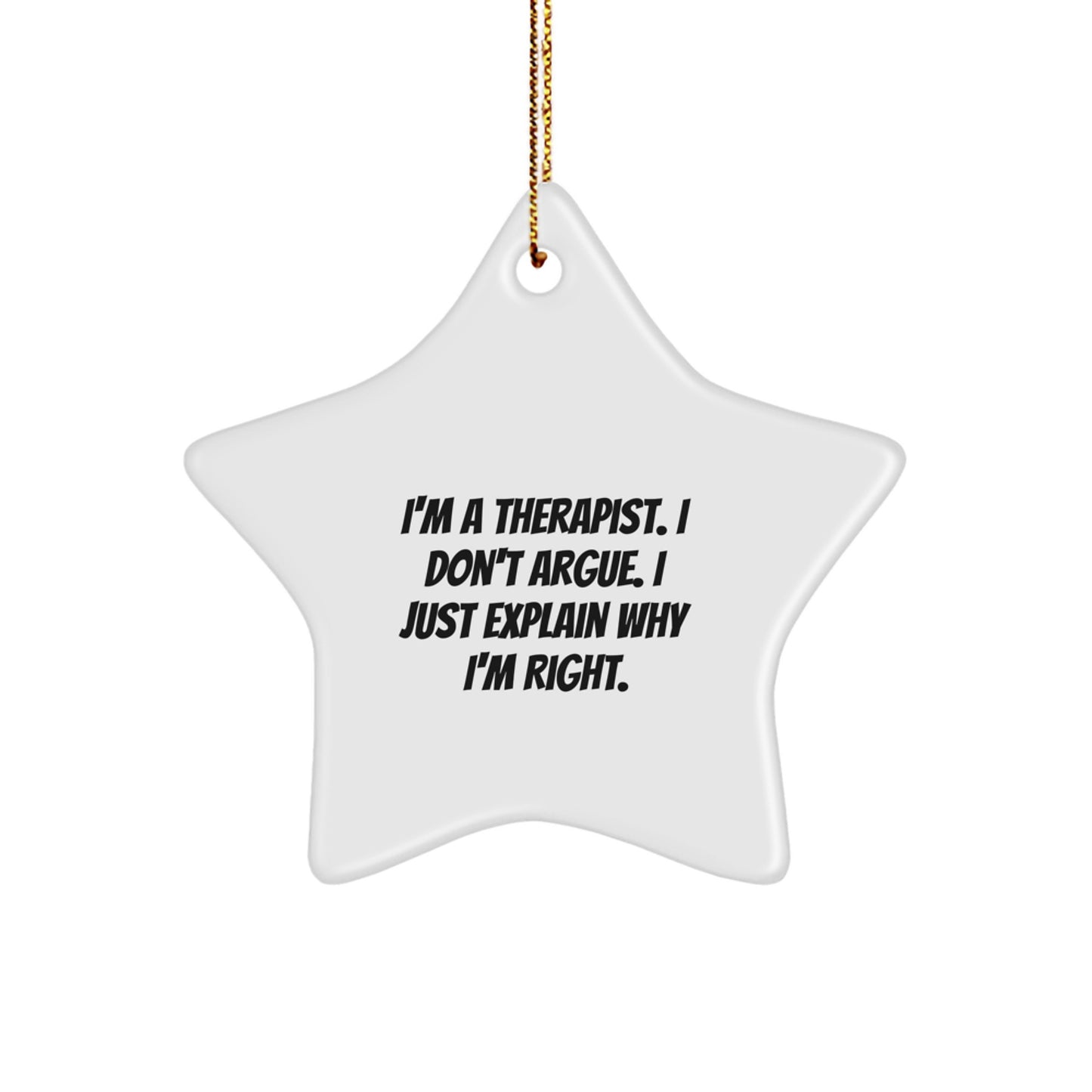 Funny Therapist Star Ornament, Gifts from Family to Therapist, Perfect for Christmas Unique Gifts - Image 1