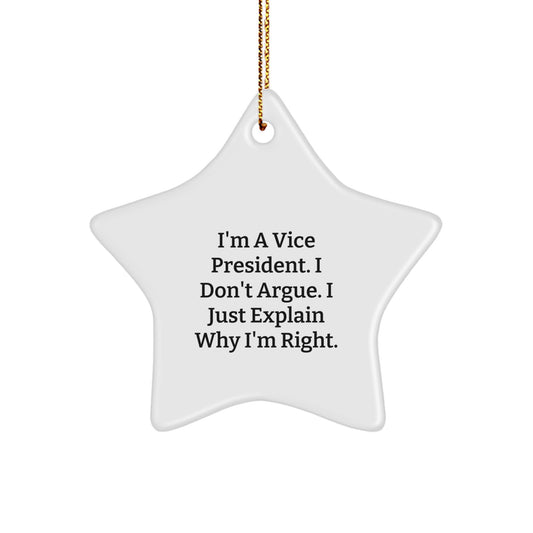 Funny Vice President Gifts for Men, Vice President Star Ornament Quote Gifts from Friends, Christmas Unique Gifts for Vice President, I'm A Vice President Star Shaped Decoration - Image 1