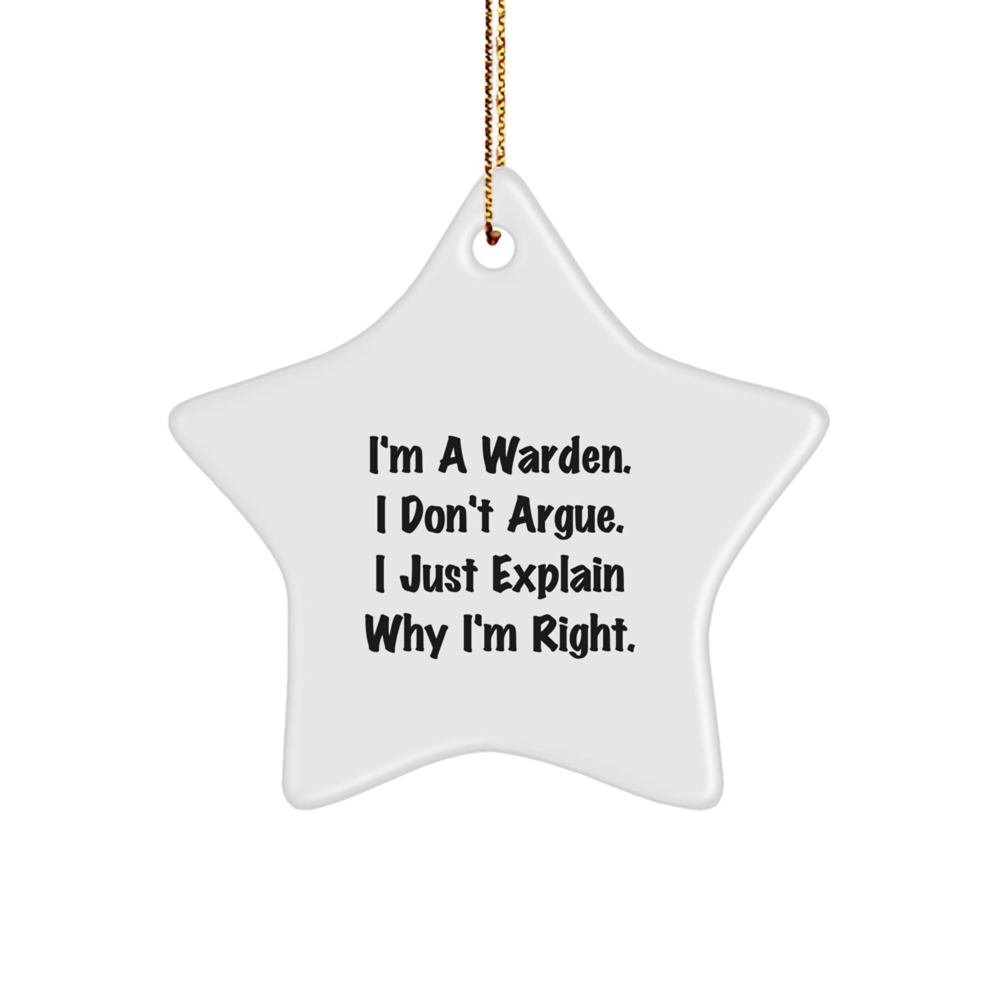 Funny Warden Christmas Unique Gifts from Men to Warden, I'm a Warden Star Ornament, Inspirational Warden Unique Gifts for Warden - Image 1