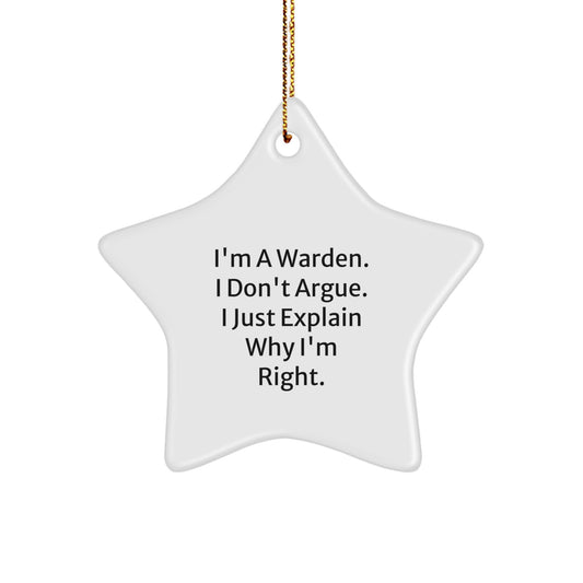 Funny Warden Quote Star Ornament Gifts from Family, Friends, Colleagues, Christmas Unique Gifts for Men, Women, Warden Lovers - Image 1