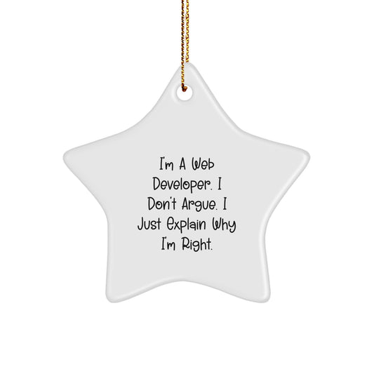 Funny Web Developer Gifts for Women, Star Ornament, Gift from Friends, Christmas Unique Gifts - Image 1