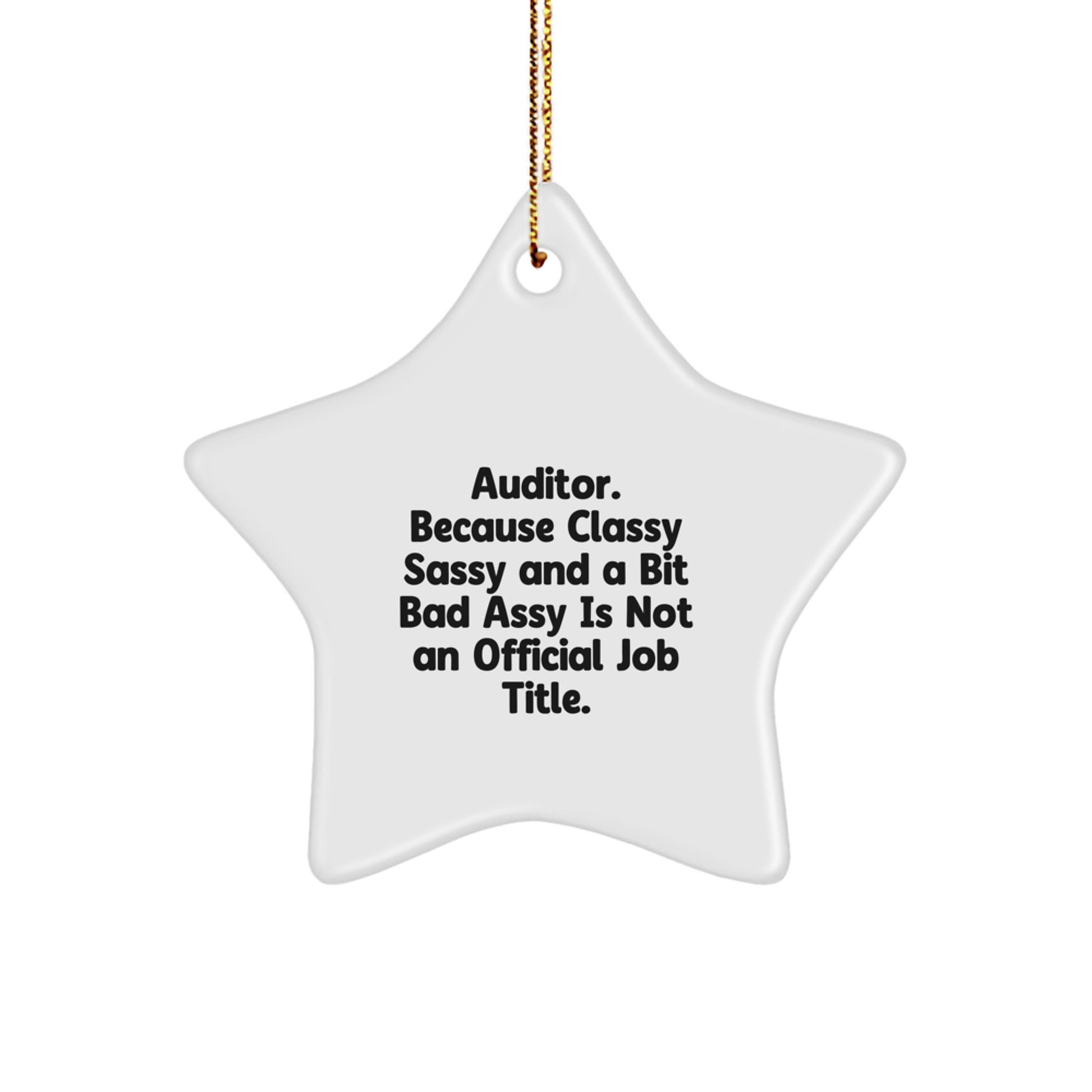 Auditor Gifts from Friends, Unique Christmas Unique Gifts for Auditor, Star Ornament with Funny Quote 'Auditor. Because Classy Sassy And A Bit Fearlessy Is Not An Official Job Title.' - Image 1