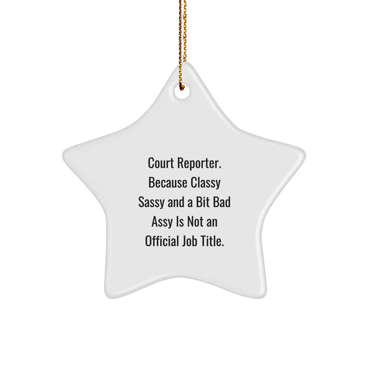 Funny Court Reporter Star Ornaments, Gifts from Family, Friends, and Coworkers for Christmas Unique Gifts for Court Reporters - Image 1