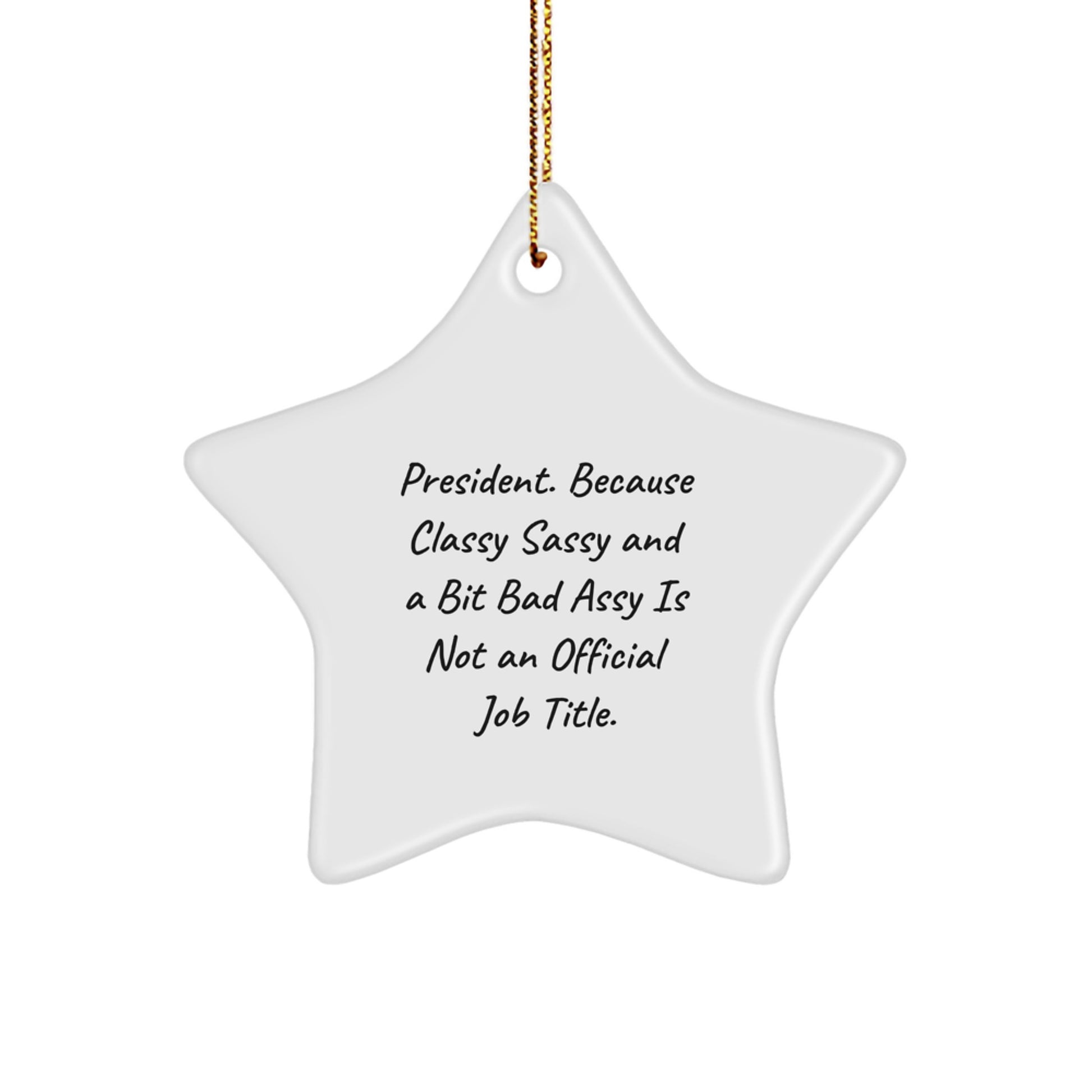 Funny President Gifts for Men or Women - Star Ornament with Inspirational Quote, Unique Christmas Decorations from Friends or Family, President Sassy Star Decoration 3.25" - Image 1