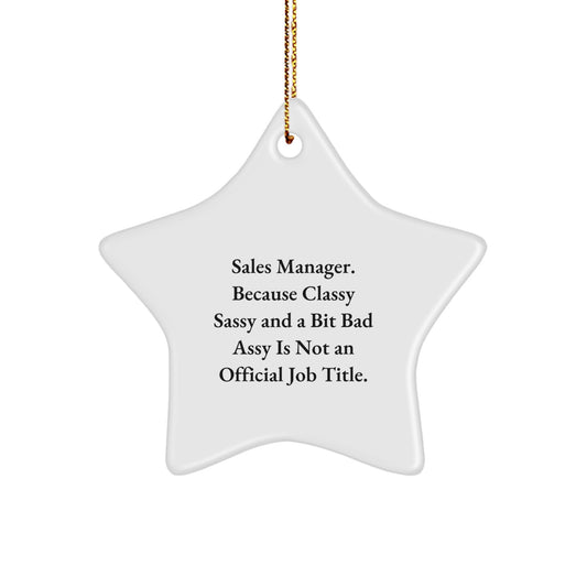 Funny Sales Manager Gifts, Star Ornament for Christmas Unique Gifts from Friends to Sales Manager, 'Sales Manager. Because Classy Sassy And A Bit Fearlessy Is Not An Official Job Title.' - Image 1