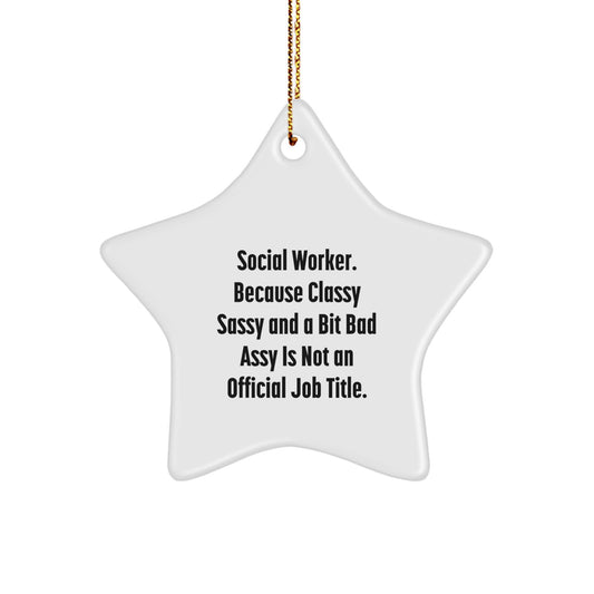Funny Social Worker Star Ornament Gifts from Friends, Christmas Unique Decorations for Social Worker - Image 1