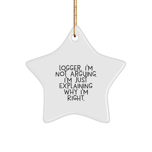 Funny Logger Star Ornament Gifts from Men for Friends, Star Ornaments for Christmas Unique Gifts - Image 1