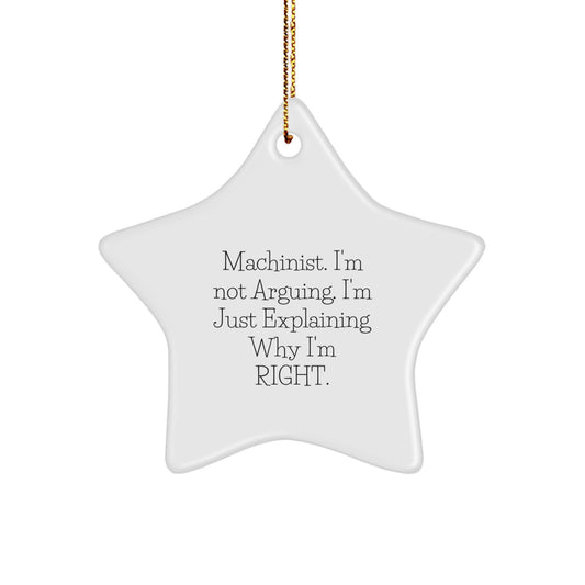 Funny Machinist Star Ornament Gifts from Friends for Christmas Decorations, Inspirational Quote, Unique Machinist Gifts for Men - Image 1