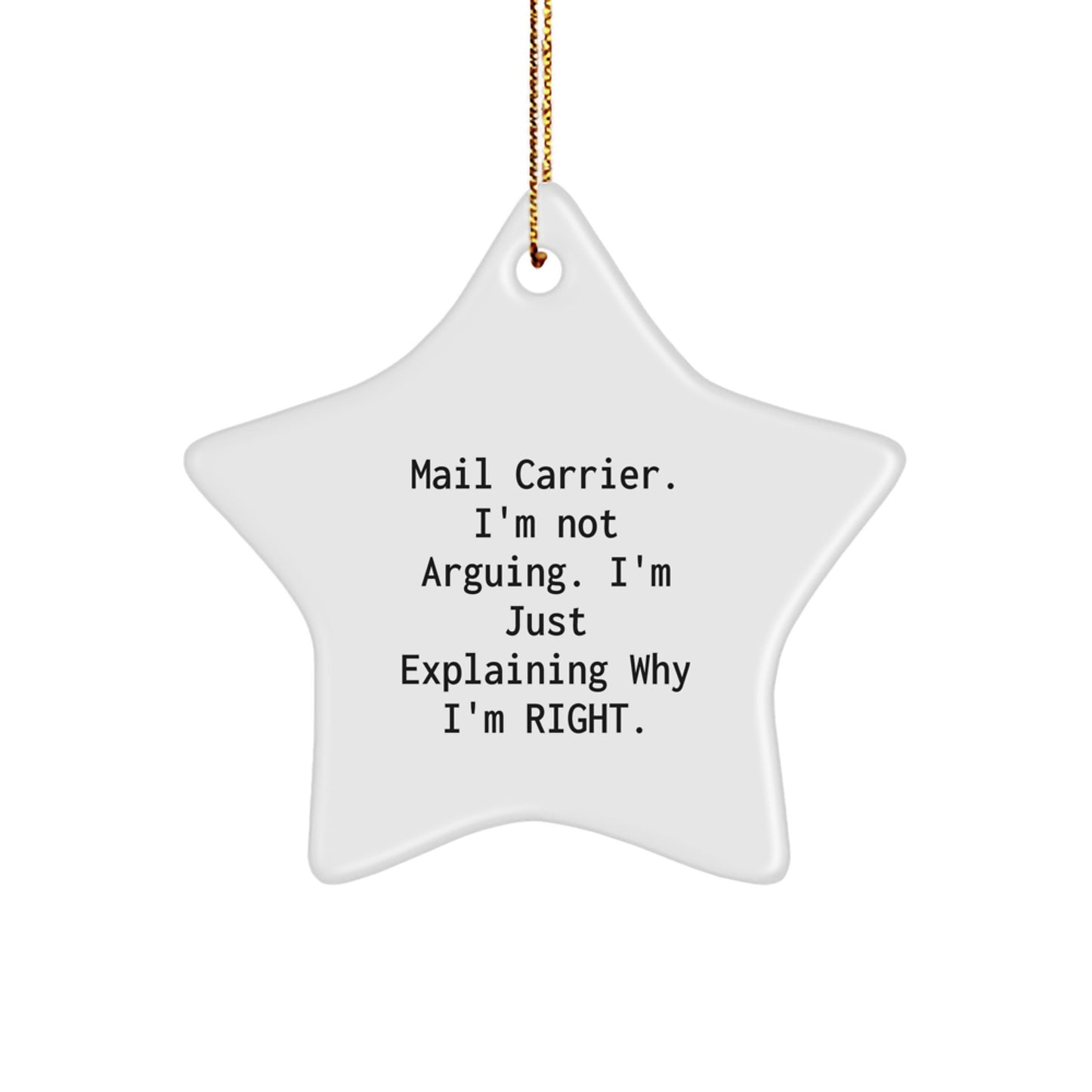 Funny Mail Carrier Gifts from Men to Friends, Unique Star Ornament with 'I'm Not Arguing, I'm Explaining' Quote, Christmas Memorable Presents - Image 1