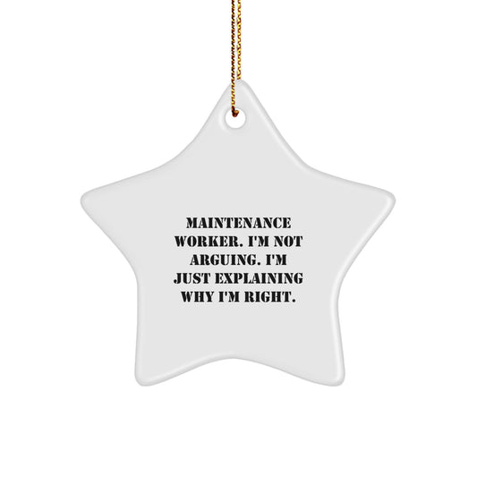 Funny Maintenance Worker Christmas Star Ornament Gifts from Men, Funny Gifts for Maintenance Worker, Star Ornament, Christmas Unique Gifts - Image 1