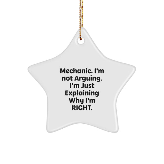 Funny Gifts for Mechanic Friends Men Christmas Unique Star Ornament, Gifts from Men to Mechanic Friends - Image 1