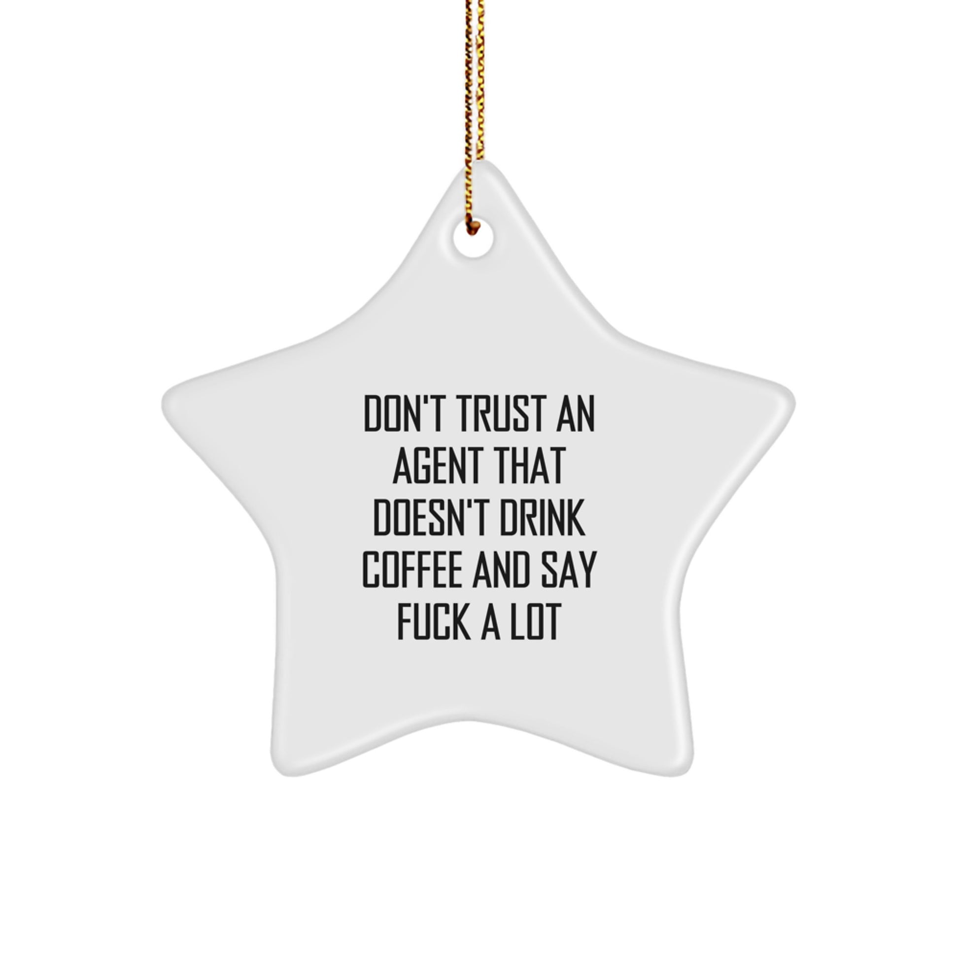 Funny Agent Star Ornament Gifts from Friends for Agent, White Star Shaped Agent Gift Agent Christmas Unique Gift - Image 1