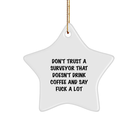 Funny Gifts from Friends to Surveyors - Surveyor Star Ornament Christmas Unique Presents - Image 1