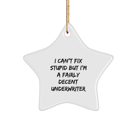 Funny Underwriter Gifts from Friends - I'm a Fairly Decent Underwriter Star Ornament Christmas Unique Gifts for Underwriter - Image 1