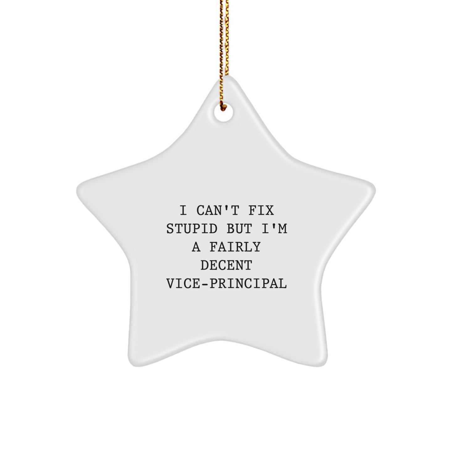 Funny Vice-principal Gifts from Friends, 'I Can't Fix Stupid' Star Ornament for Vice-principal - Image 1