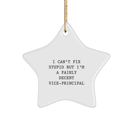 Funny Vice-principal Gifts from Friends, 'I Can't Fix Stupid' Star Ornament for Vice-principal - Image 1