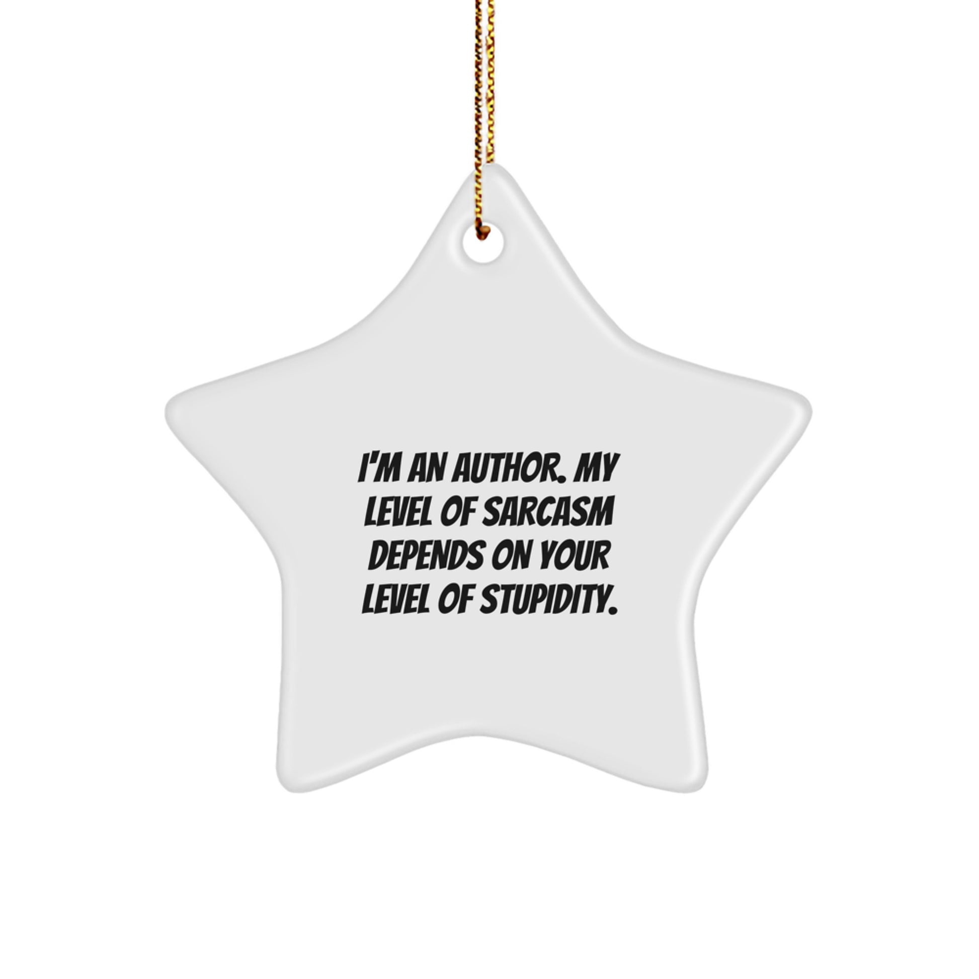 Sarcastic Author Gifts Funny Star Ornament White Christmas Decorations for Author Friends Family - Image 1