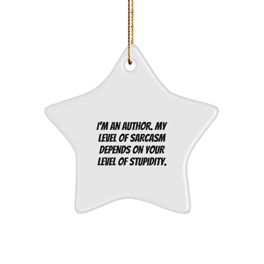 Sarcastic Author Gifts Funny Star Ornament White Christmas Decorations for Author Friends Family - Image 1