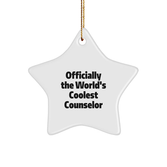Funny Counselor Gifts, Officially The World's Coolest Counselor Star Ornament, Christmas Unique Gifts from Friends, for Counselor Men Women - Image 1