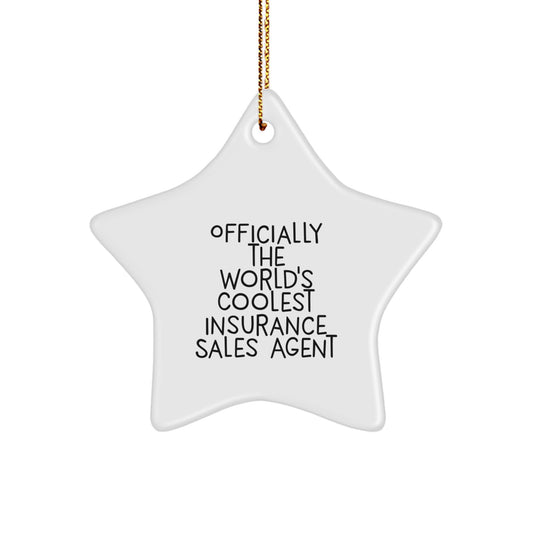 Funny Insurance Sales Agent Gifts from Friends, Unique Star Ornament, World's Coolest Insurance Sales Agent Star Decoration for Christmas Unique Gifts - Image 1