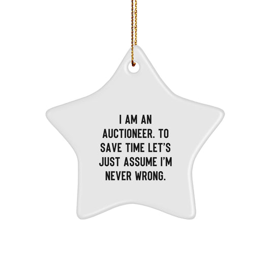 Funny Auctioneer Gifts from Men to Friends - Star Ornament, Christmas Unique Gifts for Auctioneers - Image 1