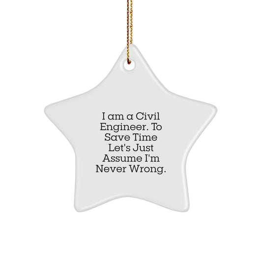 Funny Civil Engineer Star Ornament Gifts from Friends to Civil Engineer Men - Image 1