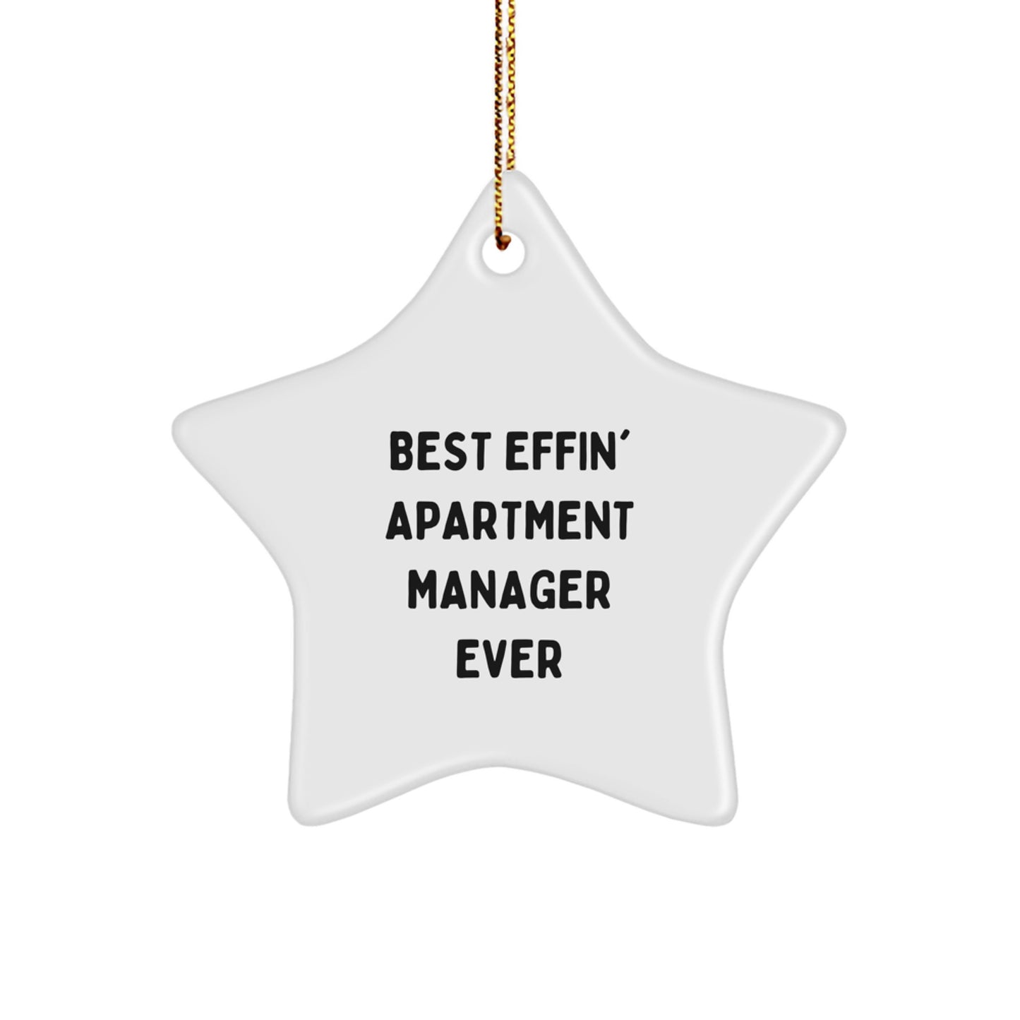 Gifts from Friends for Best Effin' Apartment Manager Ever White Star Ornament, Funny Christmas Decorations for Apartment Managers, Unique Star Shaped Gift for Apartment Manager - Image 1