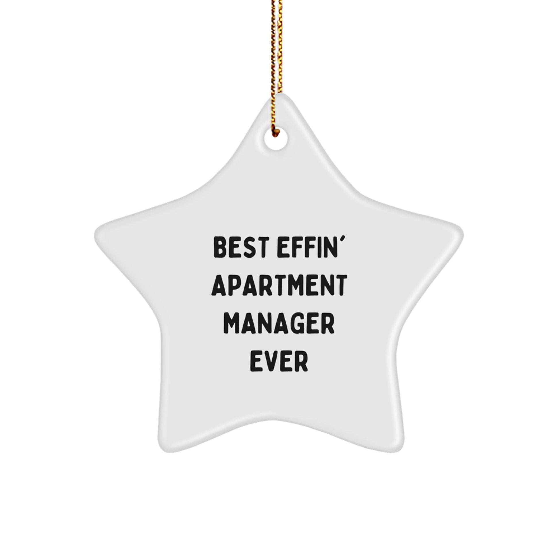 Gifts from Friends for Best Effin' Apartment Manager Ever White Star Ornament, Funny Christmas Decorations for Apartment Managers, Unique Star Shaped Gift for Apartment Manager - Image 1