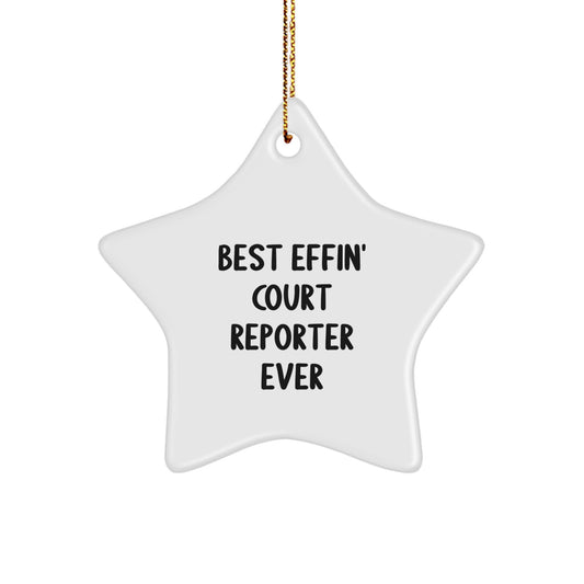 Funny Court Reporter Star Ornament for Christmas Unique Gifts from Friends, Court Reporter Gifts for Women, Unique Star Ornament, Best Effin' Court Reporter Ever - Image 1