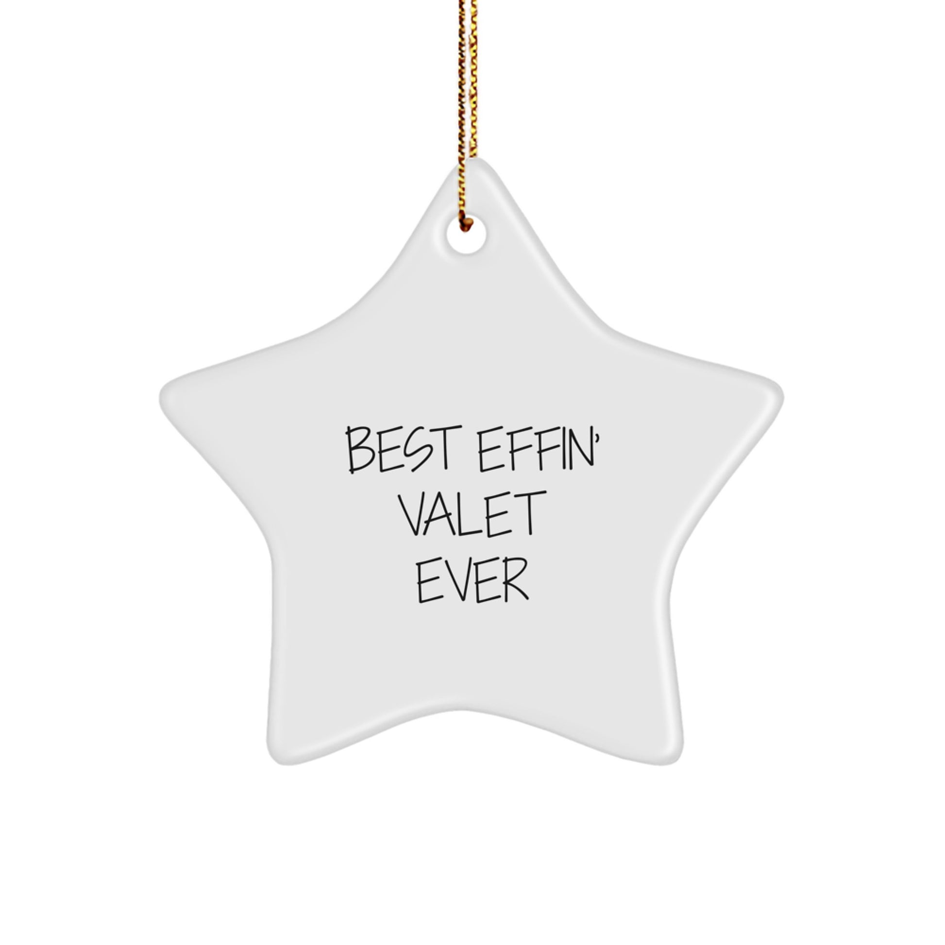 Funny Valet Gifts for Men, Christmas Unique Star Ornament, Best Effin' Valet Ever Quote, Gifts from Friends - Image 1