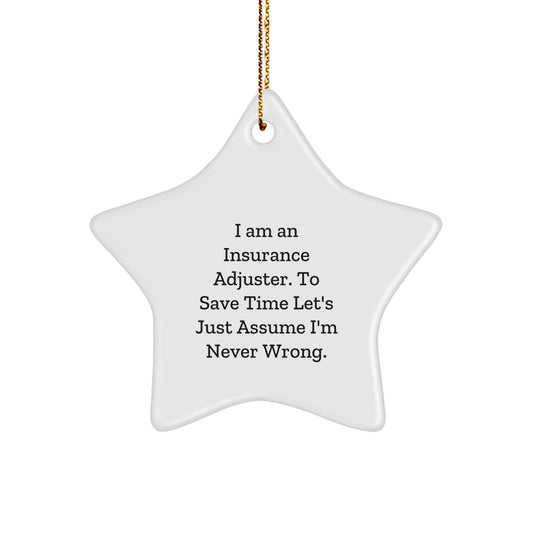 Funny Insurance Adjuster Gifts from Friends and Family - Christmas Unique Star Ornament for Insurance Adjuster Men and Women - Image 1
