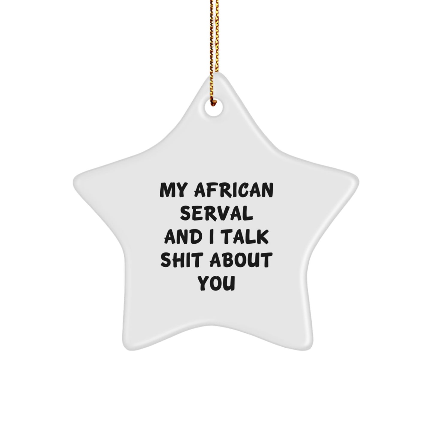 Funny African Serval Cat Star Ornament Gifts from Friends for Christmas - My African Serval And I Talk Shit About You - Image 1