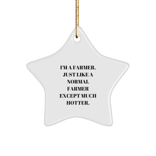Funny Farmers Star Ornament Gifts from Friends and Family for the Holiday Season - 'I'm A Farmer. Just Like A Normal Farmer Except Much Hotter.' - Image 1