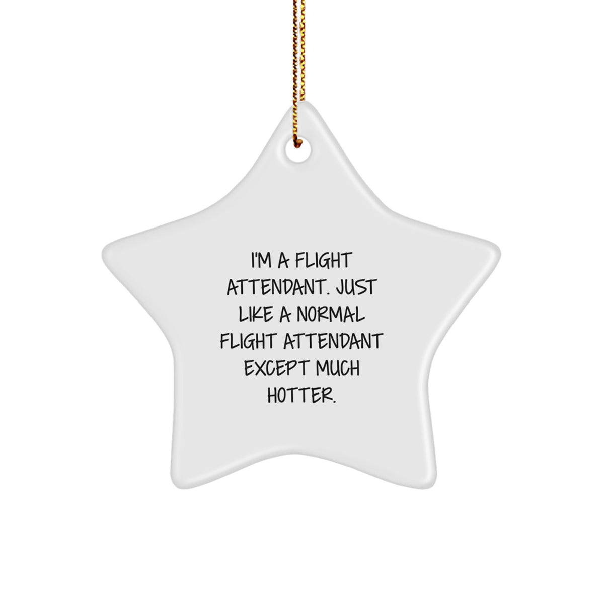 Funny Flight Attendant Star Ornament Gifts from Friends or Family for Christmas Unique Decorations - 'I'm A Flight Attendant. Just Like A Normal Flight Attendant Except Much Hotter.' - Image 1