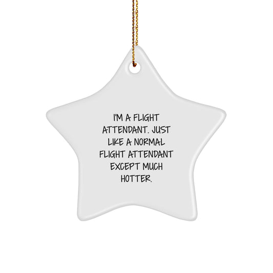 Funny Flight Attendant Star Ornament Gifts from Friends or Family for Christmas Unique Decorations - 'I'm A Flight Attendant. Just Like A Normal Flight Attendant Except Much Hotter.' - Image 1