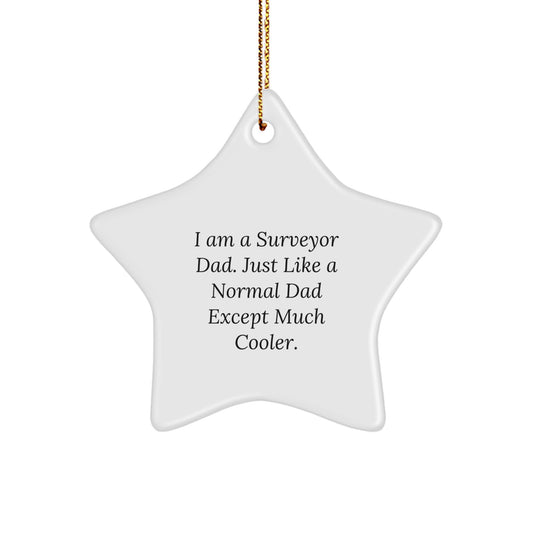 Funny Surveyor Gifts for Dad - Star Ornament with I Am A Surveyor Dad Quote, Unique Christmas Unique Gifts from Men to Family - Image 1