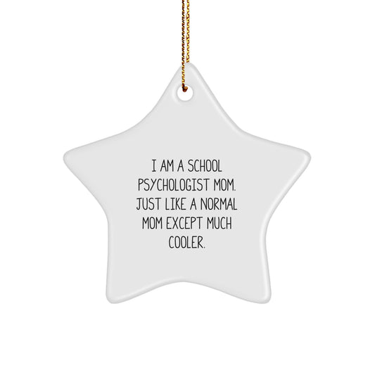 Funny School Psychologist Gifts for Mom, Star Ornament Christmas Unique Gifts from Family, School Psychologist Mom Star Ornament - Image 1
