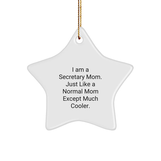 Funny Secretary Gifts from Mom - Star Ornament for Secretary Mom, Perfect for Christmas Unique Gifts for Secretary Coworkers or Friends - Image 1