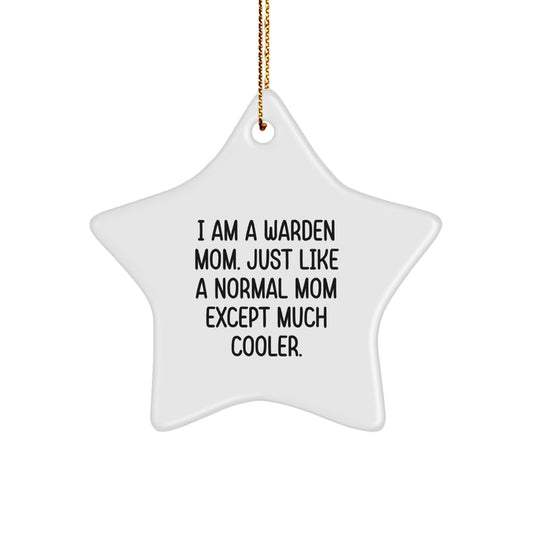 Warden Mom Star Ornament Gifts from Family, Funny Quote, Christmas Unique - Image 1