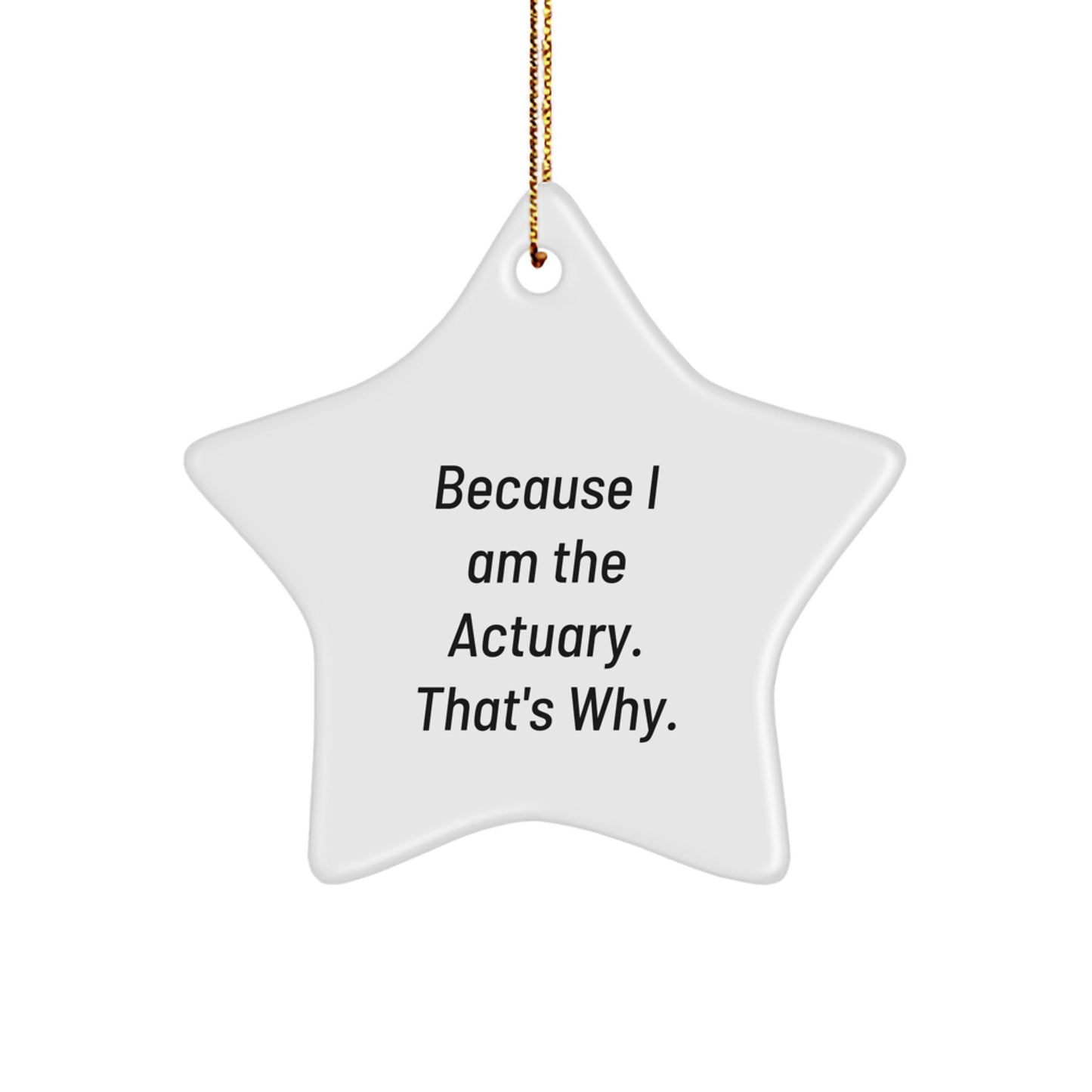 Funny Actuary Gifts from Friends, Actuary Star Ornament for Men, 'Because I Am The Actuary. That's Why.' - Image 1