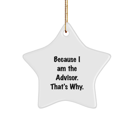 Funny Advisor Gifts from Men to Friends - Star Ornament Because I Am The Advisor. That's Why. - Christmas Unique Gifts - Image 1