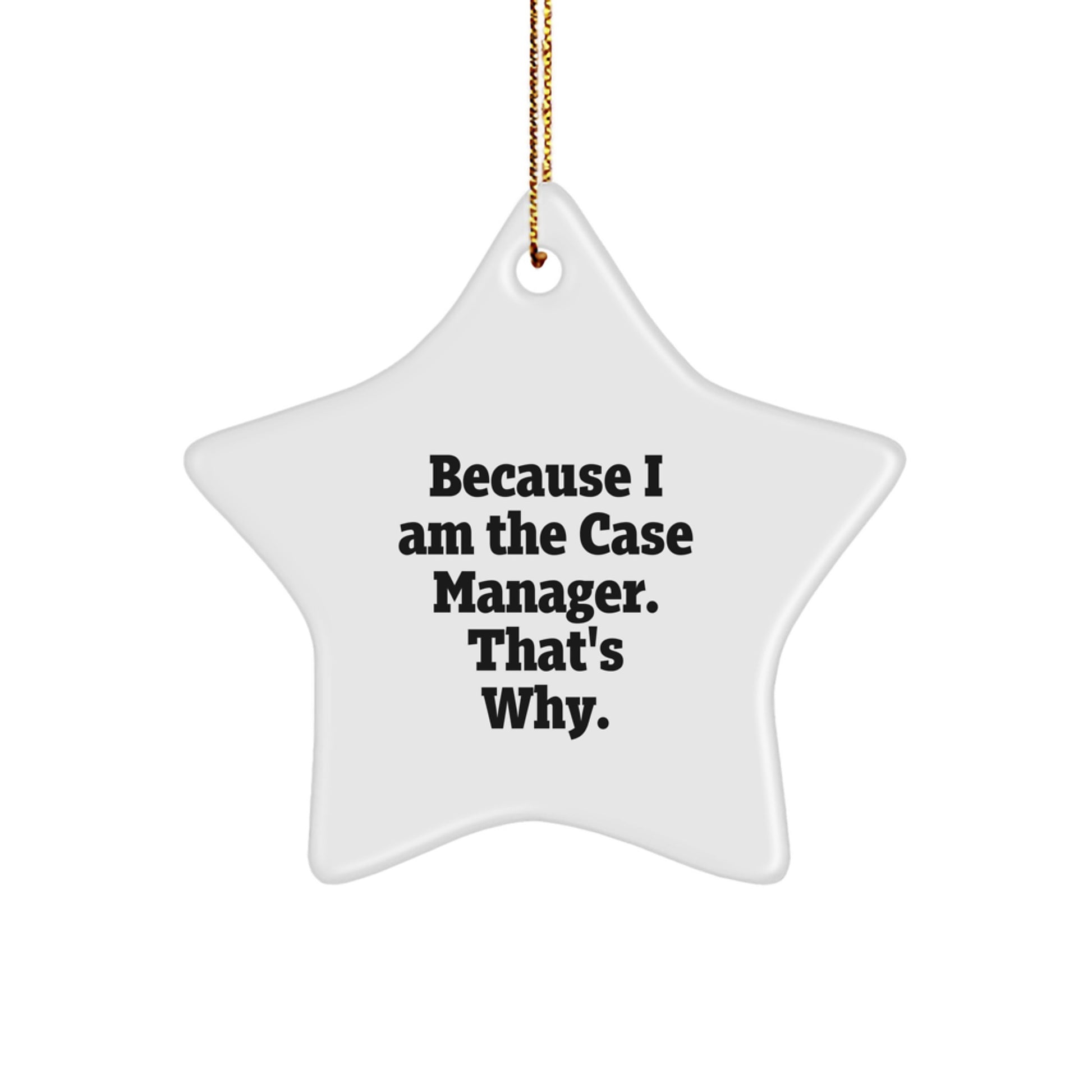Funny Case Manager Star Ornament Gifts from Family for Case Manager Men - 'Because I Am The Case Manager. That's Why.' - Image 1