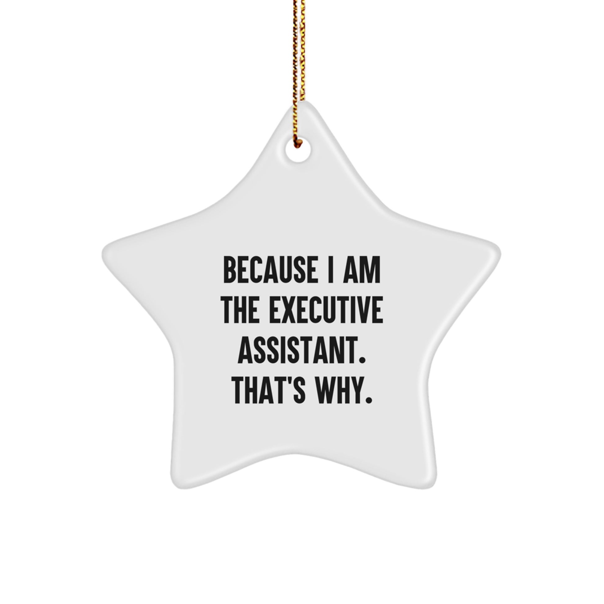Funny Executive Assistant Gifts, Christmas Unique Gifts for Men, Women, Friends, Coworkers, Family by 'Because I Am The Executive Assistant. That's Why.' Star Ornament - Image 1