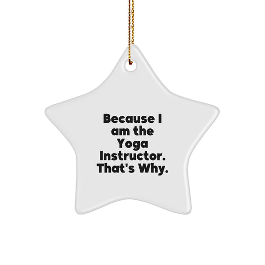 Funny Yoga Instructor Gifts - Star Ornament for Christmas Unique Gifts from Friends to Yoga Instructors - Because I Am The 'Yoga Instructor' That's Why. - Image 1