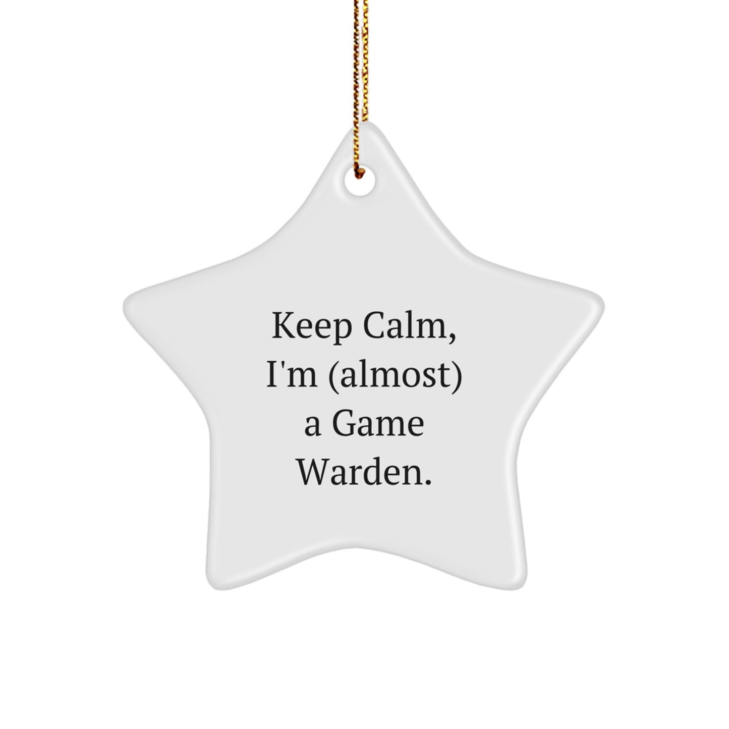 Funny Game Warden Gifts, Star Ornament, Keep Calm almost a Game Warden, Christmas Decorations for Game Wardens Men - Image 1
