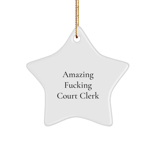 Funny Court Clerk Star Ornament Gifts from Men, Women, or Friends, for Court Clerk Christmas Unique Presents - Image 1
