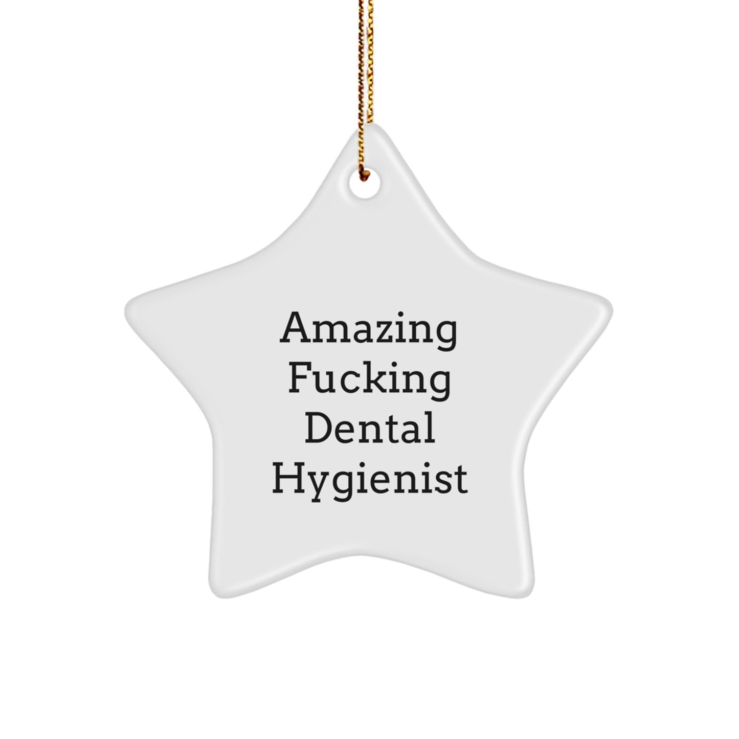 Gifts from Friends and Family for Dental Hygienist Star Ornament with Funny Quote - White Star Shaped Christmas Unique Gifts - Image 1