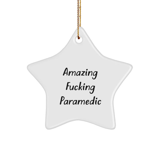 Funny Rescue Worker Gifts for Men, Star Ornament Inspired by Amazing F--king Rescue Worker, Unique Christmas Memorable Presents from Friends - Image 1